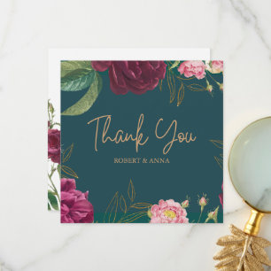 Carte De Remerciements Mariage floral vert émeraude