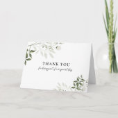 Carte De Remerciements Mariage floral vert et blanc Sage (Devant)
