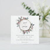 CARTE DE REMERCIEMENTS MARIAGE FLORAL VERT ROSE EN BOIS RUSTIQUE INVITER (Debout devant)