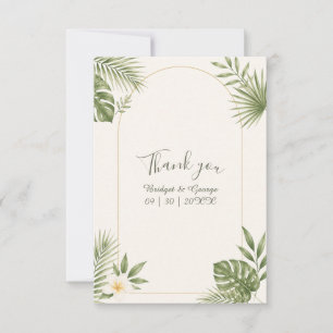 Carte De Remerciements Mariage Floral Vintage Arch Hawaï Vert Sauge 