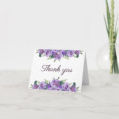 Carte De Remerciements Mariage floral violet simple et élégant (Devant)