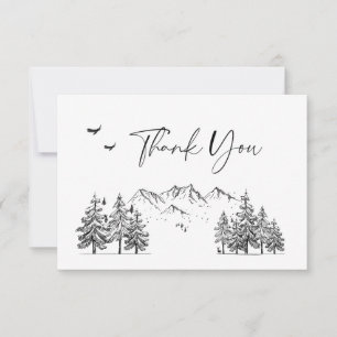 Carte De Remerciements Mariage forestier des montagnes à main