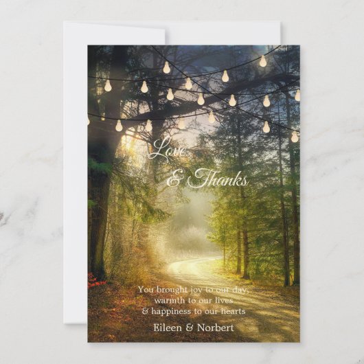 Carte de remerciements Mariage forestier enchanté (Dos)
