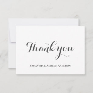 Carte De Remerciements Mariage Formel Classique Élégant Gris Blanc Script