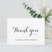 Carte De Remerciements Mariage Formel Classique Élégant Gris Blanc Script (Debout devant)