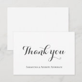 Carte De Remerciements Mariage Formel Classique Élégant Gris Blanc Script (Devant / Derrière)