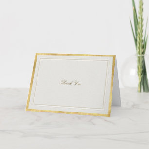 Carte De Remerciements Mariage Formel Moderne Classique Écru Doré Élégant