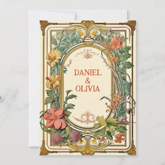 Carte De Remerciements Mariage frontalier orné fleur sauvage victorien (Dos)