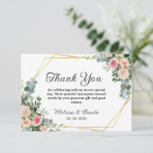 Carte De Remerciements Mariage géométrique Aquarelle rose pâle (Debout devant)