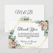 Carte De Remerciements Mariage géométrique Aquarelle rose pâle (Devant / Derrière)