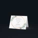 Carte De Remerciements Mariage géométrique Eucalyptus Gold<br><div class="desc">Célébrez dans le style avec ces cartes de remerciement mariage moderne et très tendance. Le design est facile à personnaliser avec votre propre libellé et vos invités seront ravis quand ils recevront ces fabuleux remerciements.</div>