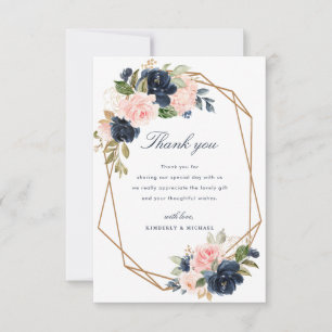 carte de remerciements mariage géométrique floral