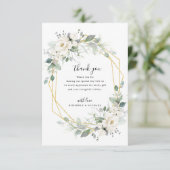 Carte De Remerciements mariage géométrique floral or et blanc (Debout devant)