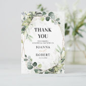 Carte De Remerciements Mariage géométrique moderne à la sauge d'eucalyptu (Debout devant)