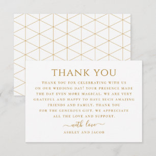 Carte De Remerciements Mariage géométrique simple. Élégant moderne propre