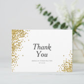 Carte de remerciements Mariage Glam Gold Confetti (Debout devant)