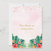 Carte De Remerciements Mariage Glitter Rose Fleurs Dorées Ananas (Dos)