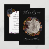 Carte De Remerciements Mariage goth moderne photo noir (Devant / Derrière)