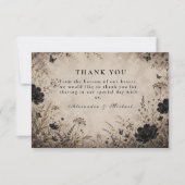 Carte De Remerciements Mariage gothique boho foncé (Devant)