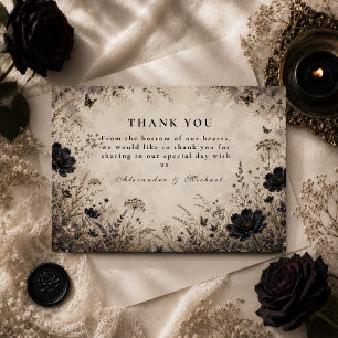 Carte De Remerciements Mariage gothique boho foncé