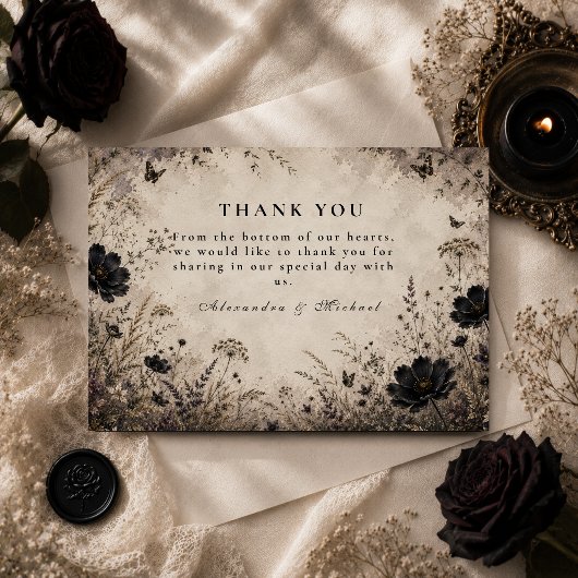 Carte De Remerciements Mariage gothique boho foncé