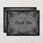 Carte De Remerciements Mariage gothique en dentelle noire (Devant / Derrière)
