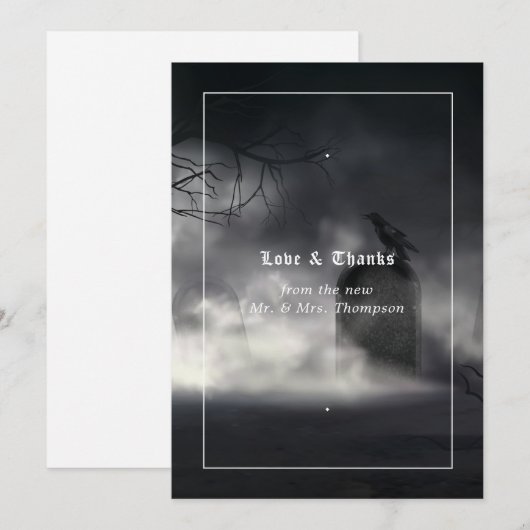 Carte De Remerciements Mariage gothique étrange (Devant / Derrière)