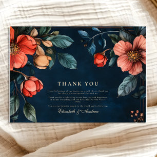 Carte De Remerciements Mariage gothique floral d'automne