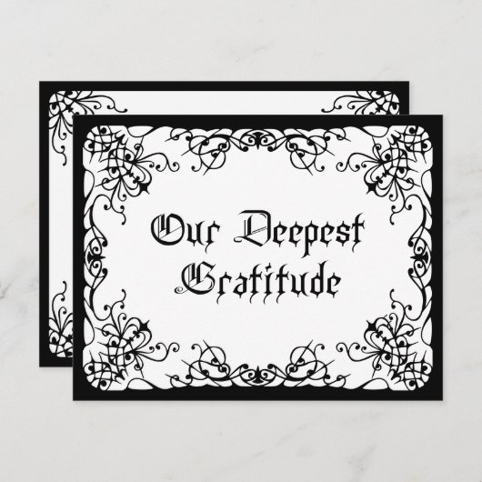 Carte De Remerciements Mariage gothique noir blanc (Devant / Derrière)