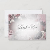 Carte De Remerciements Mariage gothique noir et bordeaux crâne et araigné (Devant)