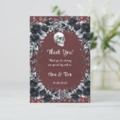 Carte De Remerciements Mariage gothique noir floral crâne rouge sang (Debout devant)
