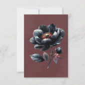 Carte De Remerciements Mariage gothique noir floral crâne rouge sang (Dos)