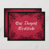 Carte De Remerciements Mariage gothique noir rouge (Devant / Derrière)