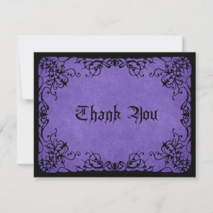Carte De Remerciements Mariage gothique noir violet