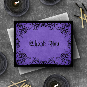 Carte De Remerciements Mariage gothique noir violet