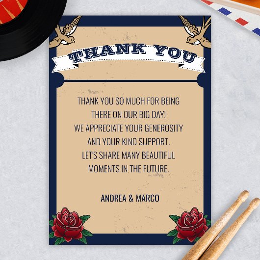 Carte De Remerciements Mariage gothique Rockabilly Tattoo