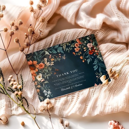 Carte De Remerciements Mariage gothique romantique