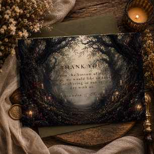 Carte De Remerciements Mariage gothique sombre en forêt
