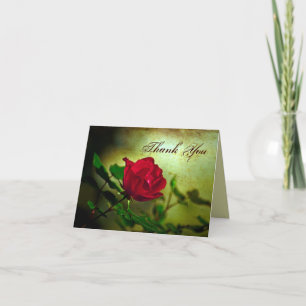Carte De Remerciements mariage gothique steampunk rose rouge jardin