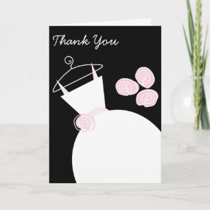 Carte De Remerciements Mariage Gown rose 'Merci' noir vertical