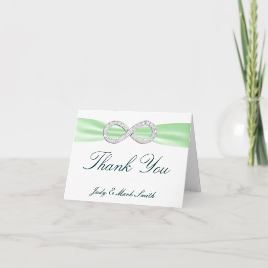 Carte de remerciements Mariage Green Diamond Infin (Devant)