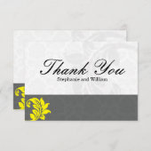 Carte de remerciements Mariage gris et jaune (Devant / Derrière)