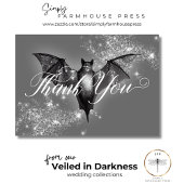 Carte De Remerciements Mariage Halloween noir chauve-souris et diamants