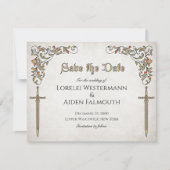 Carte De Remerciements Mariage Imaginaire Swords Gamer (Devant)