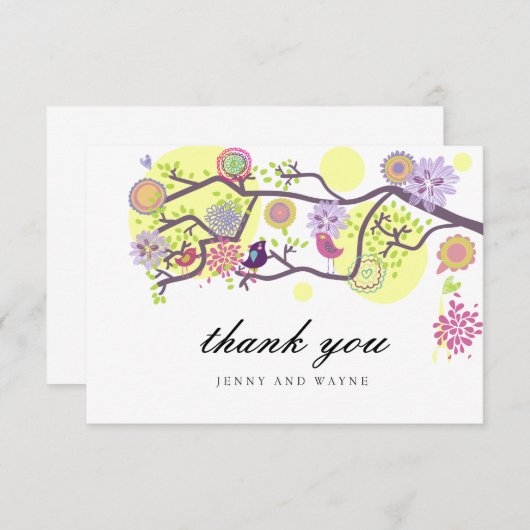 Carte de remerciements Mariage Inséparable en blan (Devant / Derrière)