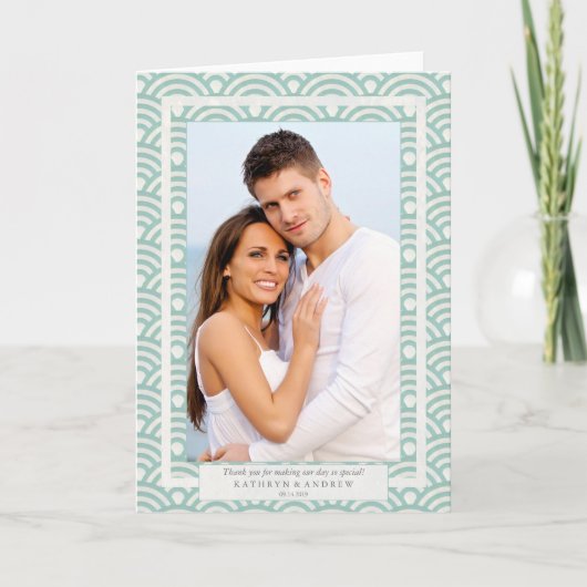 Carte De Remerciements Mariage japonais Seigaiha Merci/Texte personnalisé (Devant)