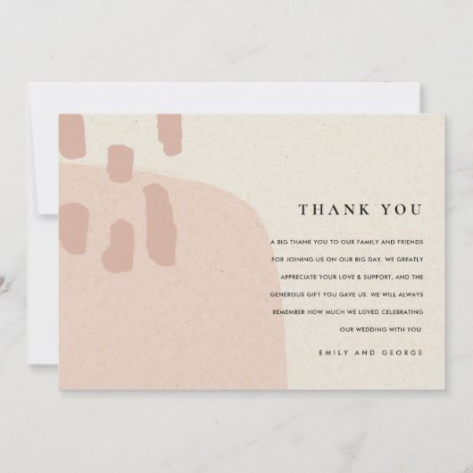 CARTE DE REMERCIEMENTS MARIAGE KRAFT ROSE MODERNE ABSTRAIT DOUX (Devant)