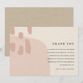 CARTE DE REMERCIEMENTS MARIAGE KRAFT ROSE MODERNE ABSTRAIT DOUX (Devant / Derrière)