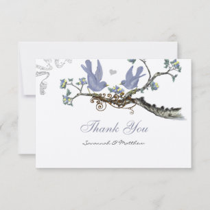 Carte De Remerciements Mariage Lavande et citron Jaune Oiseaux Vintages