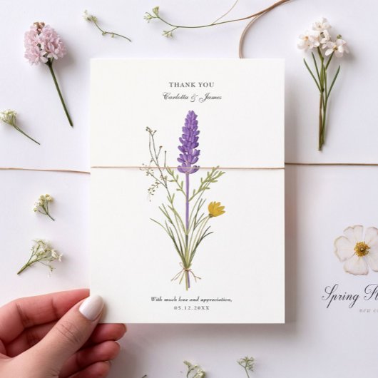 Carte de remerciements Mariage Lavender Chic